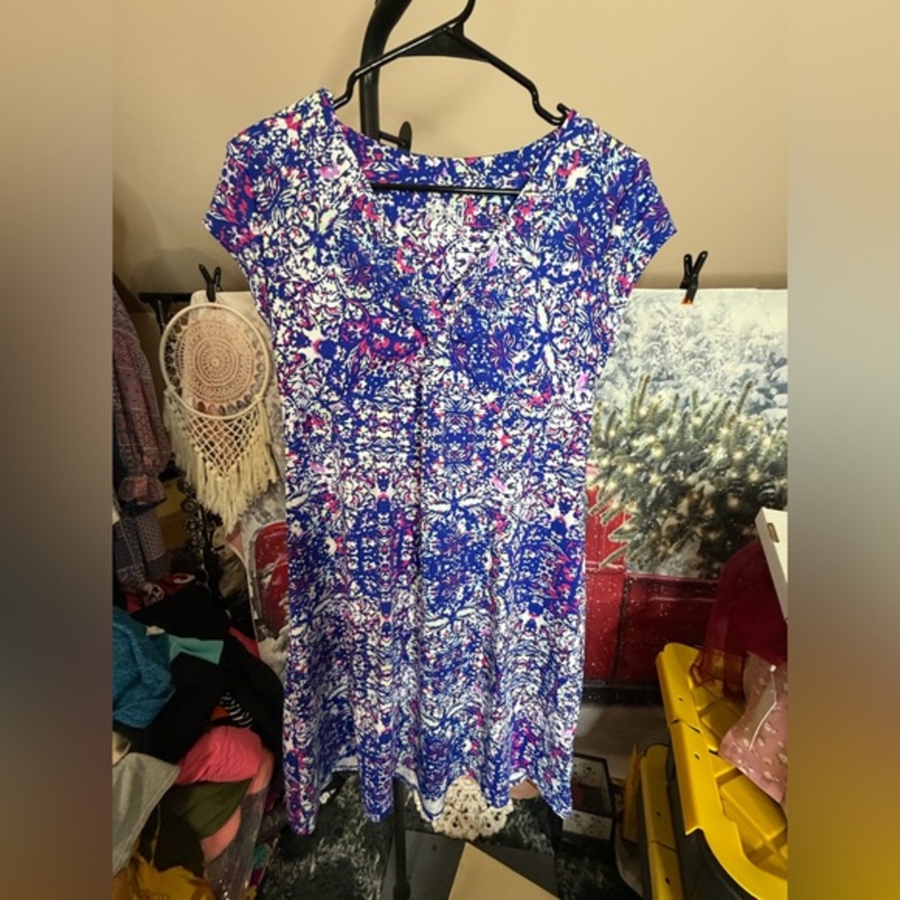 Dress Floral Blue and Pink Women's by Lola Size Medium
